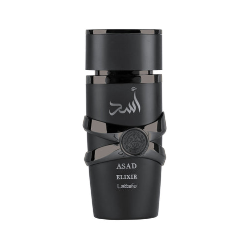 Lattafa Asad Elixir Eau de Parfum 100ml bottle with its box