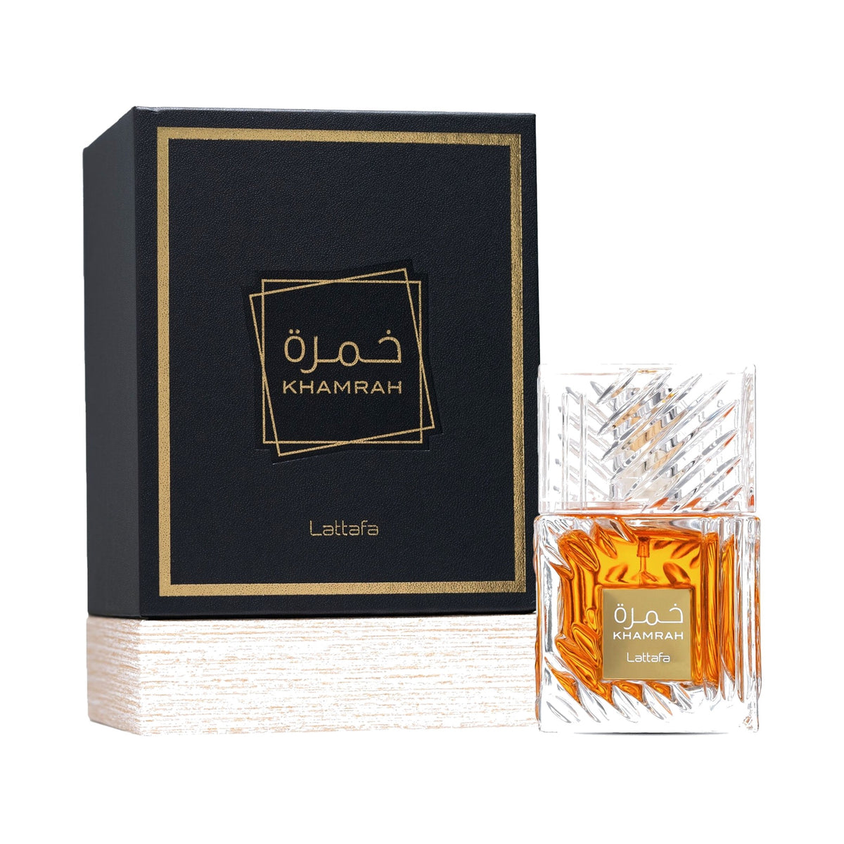 Lattafa Khamrah Eau de Parfum 100ml bottle with its box